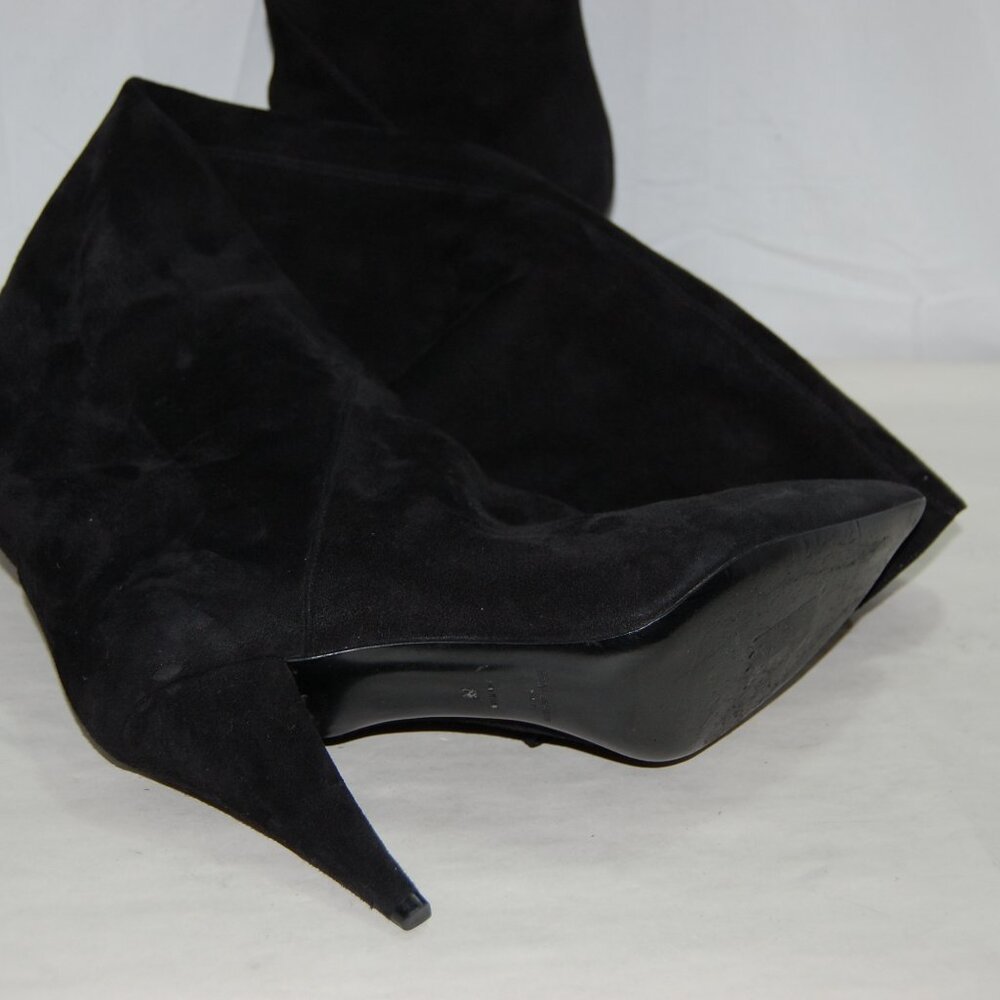 39/8.5❤️SAINT LAURENT NIKI Black Leather Over Knee Thigh HIGH Heels BOOTS ITALY - Picture 16 of 16